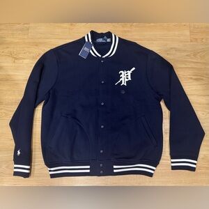 Polo Ralph Lauren Men’s Vintage Rowing Patch Fleece Varsity Jacket Blue NWT XL
